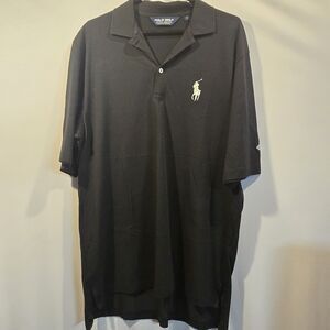 Polo Golf Ralph Lauren Shirt Torrey Pines Mens Large Black SS Pique Polo Logo